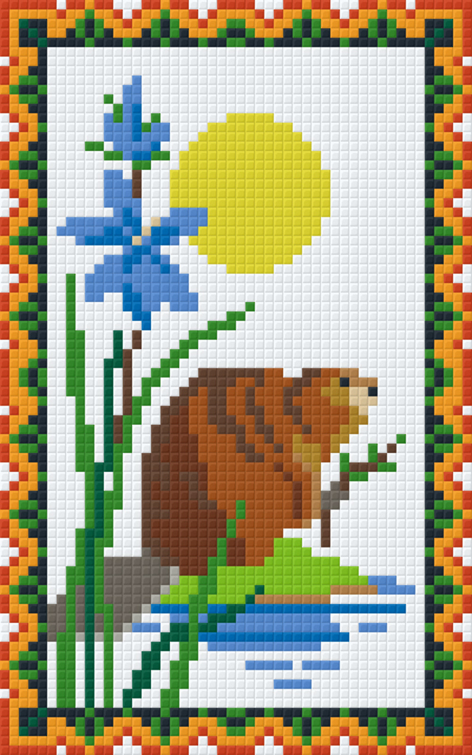 Native American Zodiac - Beaver [20 Apr - 20 May] Two [2] Baseplate PixelHobby Mini-mosaic Art Kit image 0